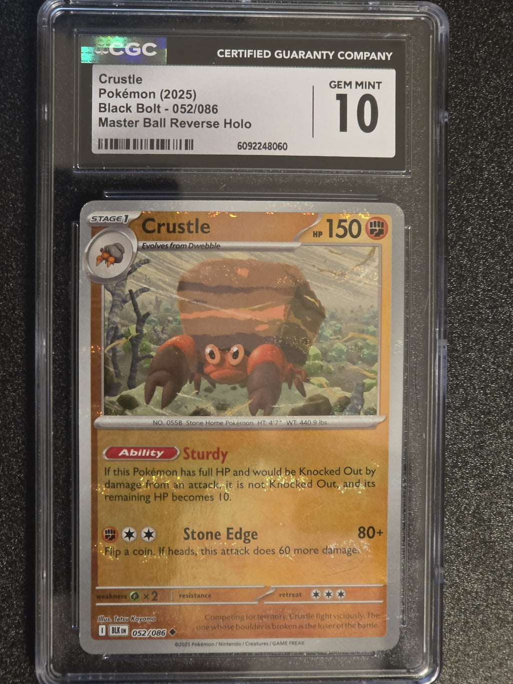 Crustle Black Bolt, Master Ball Reverse Holo 052/086.