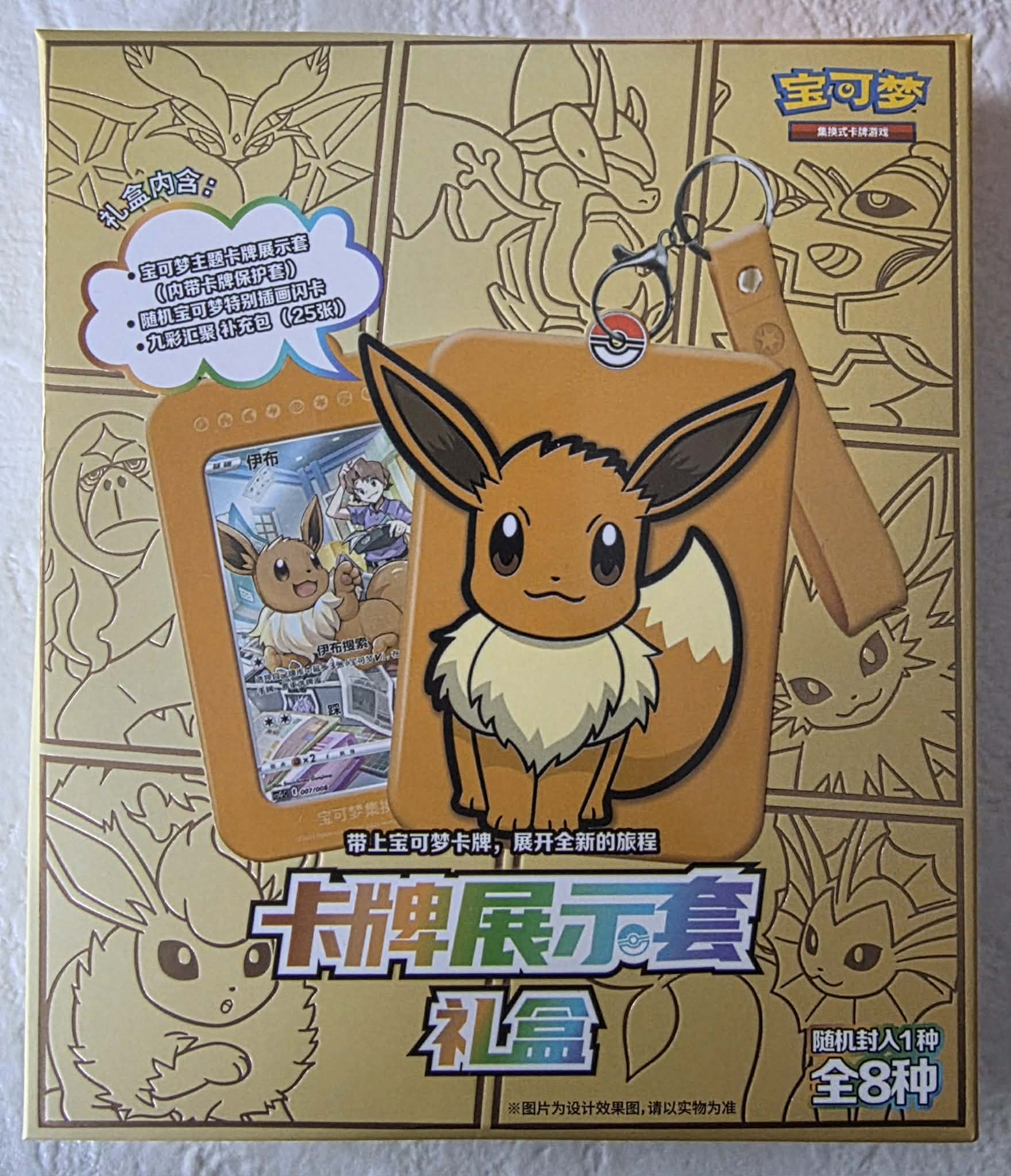 Chinese Pokemon Eevee Card Display Set Gift Box- Nine Colors Gahering Set