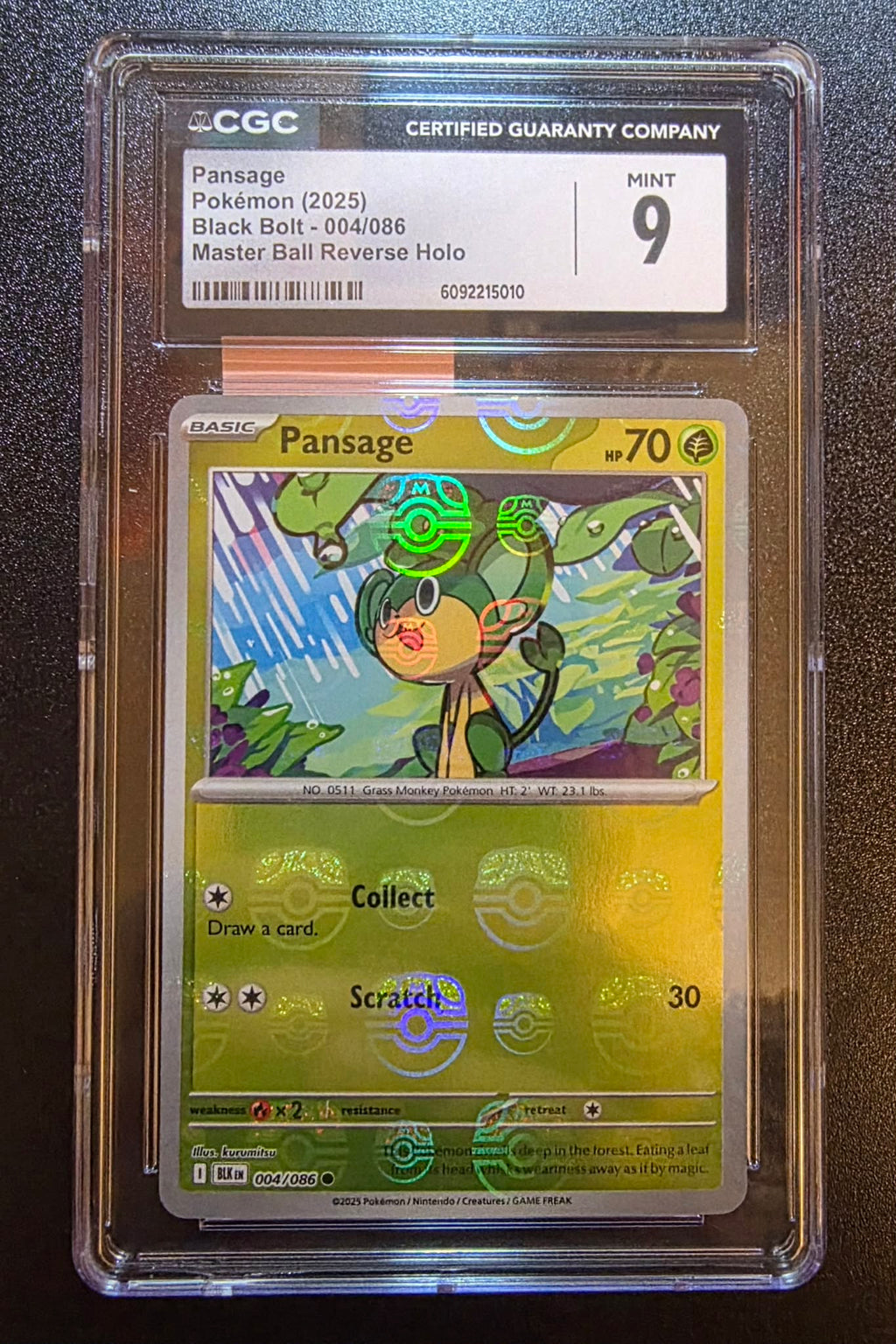 Pansage, Black Bolt, Master Ball Reverse Holo 004/086