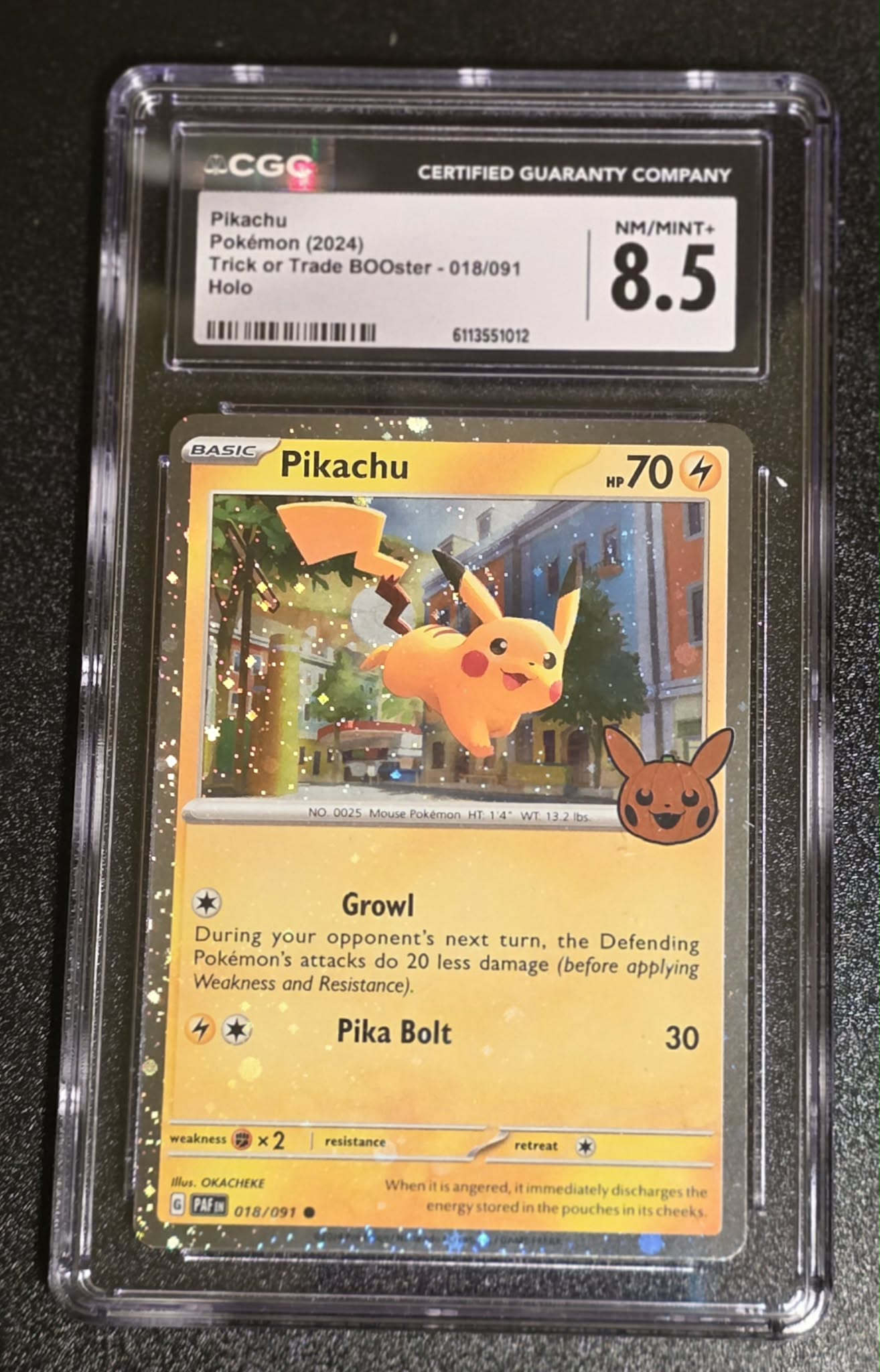 Pikachu Trick or Trade BOOster, 018/091, Cosmo Holo